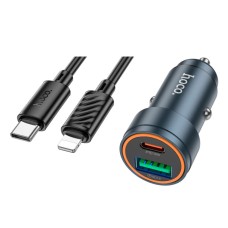 Автомобильное зарядное устройство Hoco Z57A Glorious Apple iPhone SE 2022,iPhone 14 Pro Max,iPhone 14 Plus,iPhone 14 Pro,iPhone 14,iPhone 13 Pro,iPhone 13 Mini,iPhone 13,iPhone 13 Pro Max,iPhone 12 Mini,iPhone 12 Pro Max,iPhone 12 Pro, С кабелем, Lightnin