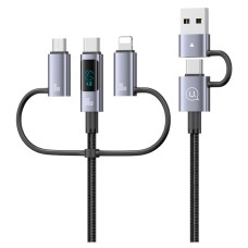 USB кабель Usams US-SJ713 Apple iPhone SE 2022, iPhone 14 Pro Max, iPhone 14 Plus, iPhone 14 Pro, iPhone 14, iPhone 13 Pro, iPhone 13 Mini, iPhone 13, iPhone 13 Pro Max, iPhone 12 Mini, Lightning, Type-C, MicroUSB, 1.2 м., Сірий