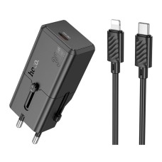 Сетевое зарядное устройство Hoco AC25 Apple iPhone SE 2022, iPhone 14 Pro Max, iPhone 14 Plus, iPhone 14 Pro, iPhone 14, iPhone 13 Pro, iPhone 13 Mini, iPhone 13, iPhone 13 Pro Max, iPhone 12 Mini, iPhone 12 Pro Max, iPhone 12 Pro, с кабелем, Lightning, Ч