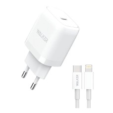 Сетевое зарядное устройство Walker WH-63 Apple iPhone SE 2022, iPhone 14 Pro Max, iPhone 14 Plus, iPhone 14 Pro, iPhone 14, iPhone 13 Pro, iPhone 13 Mini, iPhone 13, iPhone 13 Pro Max, iPhone 12 Mini, iPhone 12 Pro Max, iPhone 12 Pro, с кабелем, Lightning