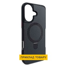 Чохол Apple iPhone 16e, Epik Metal Buttons Carbon Ring, MagSafe, Чорний