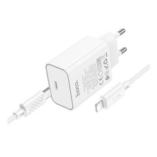 Мережевий зарядний пристрій Hoco C143A Benefit Apple iPhone SE 2022, iPhone 14 Pro Max, iPhone 14 Plus, iPhone 14 Pro, iPhone 14, iPhone 13 Pro, iPhone 13 Mini, iPhone 13, iPhone 13 Pro Max, iPhone 12 Mini, iPhone 12 Pro Max, iPhone 12 Pro, Lightning, з к