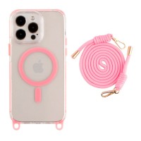 Чохол Apple iPhone 14 Pro, Lanyard, MagSafe, Рожевий