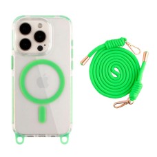 Чохол Apple iPhone 15 Pro Max, Lanyard, Fluorescent Green, MagSafe, Зелений