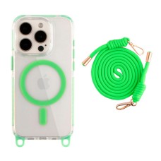 Чохол Apple iPhone 15 Pro, Lanyard, Fluorescent Green, MagSafe, Зелений