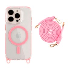 Чохол Apple iPhone 15 Pro, Lanyard, MagSafe, Рожевий