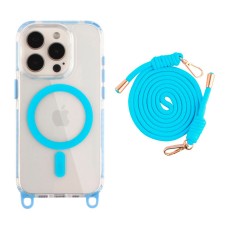 Чехол Apple iPhone 15 Pro, Lanyard, MagSafe, Sky Blue, Голубой