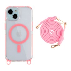 Чехол Apple iPhone 15, Lanyard, MagSafe, Розовый