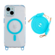 Чехол Apple iPhone 15, Lanyard, MagSafe, Sky Blue, Голубой