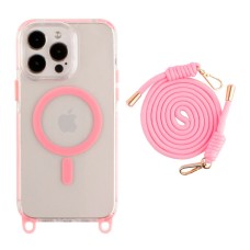 Чохол Apple iPhone 16 Pro, Lanyard, MagSafe, Рожевий