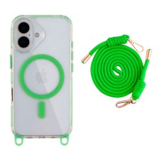 Чохол Apple iPhone 16, Lanyard, Fluorescent Green, MagSafe, Зелений
