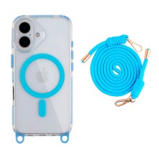 Чохол Apple iPhone 16, Lanyard, Sky Blue, MagSafe, Блакитний