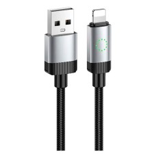 USB кабель Hoco X117 Star Apple iPhone SE 2022, iPhone 14 Pro Max, iPhone 14 Plus, iPhone 14 Pro, iPhone 14, iPhone 13 Pro, iPhone 13 Mini, iPhone 13, iPhone 13 Pro Max, iPhone 12 Mini, iPhone 12 Pro Max, Lightning, 1.0 м., Чорний