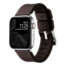 Ремінець Apple Watch 38, Watch 40, Leather Silicone, Coffee Silver, Коричневий