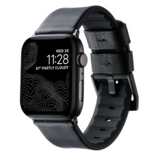 Ремінець Apple Watch 42, Watch 44, Leather Silicone, Чорний