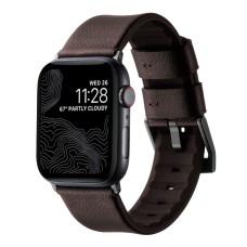 Ремінець Apple Watch 42, Watch 44, Leather Silicone, Coffee Black, Коричневий
