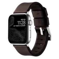 Ремінець Apple Watch 42, Watch 44, Leather Silicone, Coffee Silver, Коричневий