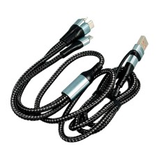 USB кабель WUW X231 Apple iPhone SE 2022, iPhone 14 Pro Max, iPhone 14 Plus, iPhone 14 Pro, iPhone 14, iPhone 13 Pro, iPhone 13 Mini, iPhone 13, iPhone 13 Pro Max, iPhone 12 Mini, iPhone 12 Pro Max, Lightning, Type-C, MicroUSB, 1.2 м., Черный