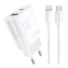 Мережевий зарядний пристрій WUW T96 Apple iPhone SE 2022, iPhone 14 Pro Max, iPhone 14 Plus, iPhone 14 Pro, iPhone 14, iPhone 13 Pro, iPhone 13 Mini, iPhone 13, iPhone 13 Pro Max, iPhone 12 Mini, iPhone 12 Pro Max, iPhone 12 Pro, Lightning, з кабелем, Біл