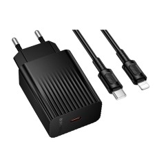 Мережевий зарядний пристрій Borofone BAS73A Source Apple iPhone SE 2022, iPhone 14 Pro Max, iPhone 14 Plus, iPhone 14 Pro, iPhone 14, iPhone 13 Pro, iPhone 13 Mini, iPhone 13, iPhone 13 Pro Max, iPhone 12 Mini, iPhone 12 Pro Max, Lightning, з кабелем, Чор
