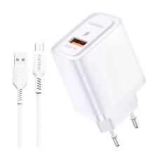 Сетевое зарядное устройство Earldom ES-EU35M, с кабелем, MicroUSB, Белый