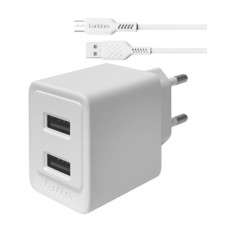 Сетевое зарядное устройство Earldom ES-EU44M, с кабелем, MicroUSB, Белый