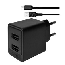 Сетевое зарядное устройство Earldom ES-EU44M, с кабелем, MicroUSB, Черный