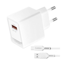Сетевое зарядное устройство Earldom ES-EU45C, с кабелем, Type-C, Белый