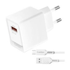 Сетевое зарядное устройство Earldom ES-EU45M, с кабелем, MicroUSB, Белый
