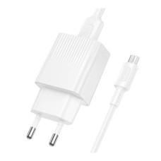 Мережевий зарядний пристрій Borofone BAS71A Source, MicroUSB, з кабелем, Білий