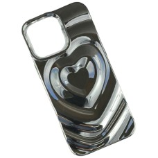 Чохол Apple iPhone 15 Pro, Heart Glow 3D, Silver Mirror, Срібний