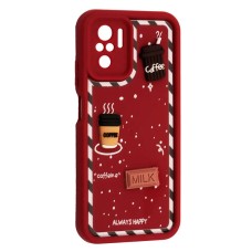 Чохол Xiaomi Redmi Note 10, Redmi Note 10s, HAPPY Cookie, Marsala, Бордовий