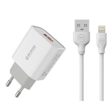 Сетевое зарядное устройство WK WP-U57 Apple iPhone SE 2022, iPhone 14 Pro Max, iPhone 14 Plus, iPhone 14 Pro, iPhone 14, iPhone 13 Pro, iPhone 13 Mini, iPhone 13, iPhone 13 Pro Max, iPhone 12 Mini, iPhone 12 Pro Max, iPhone 12 Pro, с кабелем, Lightning, Б