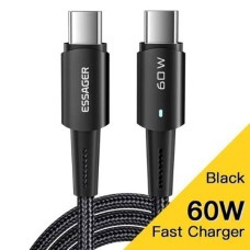 USB кабель CAB-USB-Type-C-to-Type-C-60W-0.5M-BLACK, Type-C, 0.5 м., Черный