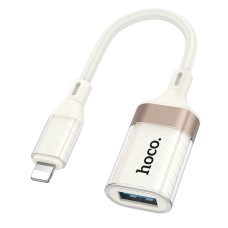 Переходник Hoco UA39 Crystal Apple iPhone SE 2022, iPhone 14 Pro Max, iPhone 14 Plus, iPhone 14 Pro, iPhone 14, iPhone 13 Pro, iPhone 13 Mini, iPhone 13, iPhone 13 Pro Max, iPhone 12 Mini, iPhone 12 Pro Max, iPhone 12 Pro, Lightning, USB, Бежевый