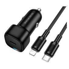 Автомобильное зарядное устройство Borofone BZ34A Cloud Apple iPhone SE 2022,iPhone 14 Pro Max,iPhone 14 Plus,iPhone 14 Pro,iPhone 14,iPhone 13 Pro,iPhone 13 Mini,iPhone 13,iPhone 13 Pro Max,iPhone 12 Mini,iPhone 12 Pro Max, С кабелем, Lightning, Черный