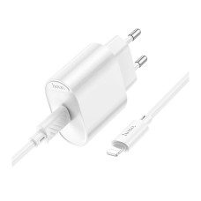 Сетевое зарядное устройство Hoco C109A Fighter Apple iPhone SE 2022, iPhone 14 Pro Max, iPhone 14 Plus, iPhone 14 Pro, iPhone 14, iPhone 13 Pro, iPhone 13 Mini, iPhone 13, iPhone 13 Pro Max, iPhone 12 Mini, iPhone 12 Pro Max, iPhone 12 Pro, с кабелем, Lig