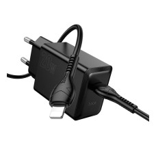 Сетевое зарядное устройство Hoco N68 Nuevo Apple iPhone SE 2022, iPhone 14 Pro Max, iPhone 14 Plus, iPhone 14 Pro, iPhone 14, iPhone 13 Pro, iPhone 13 Mini, iPhone 13, iPhone 13 Pro Max, iPhone 12 Mini, iPhone 12 Pro Max, iPhone 12 Pro, с кабелем, Lightni