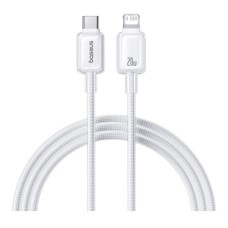 USB кабель Baseus P10383101211-00 Crystal FC Apple iPhone SE 2022, iPhone 14 Pro Max, iPhone 14 Plus, iPhone 14 Pro, iPhone 14, iPhone 13 Pro, iPhone 13 Mini, iPhone 13, iPhone 13 Pro Max, iPhone 12 Mini, Lightning, 1.0 м., Белый
