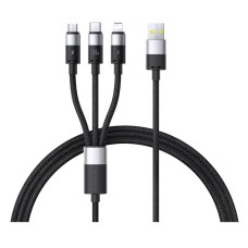 USB кабель Baseus P10319900111-01 StarSpeed Apple iPhone SE 2022, iPhone 14 Pro Max, iPhone 14 Plus, iPhone 14 Pro, iPhone 14, iPhone 13 Pro, iPhone 13 Mini, iPhone 13, iPhone 13 Pro Max, Type-C, Lightning, MicroUSB, 1.5 м., Чорний
