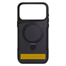Чохол Apple iPhone 17 Pro, Epik Metal Buttons Carbon Ring, MagSafe, Чорний