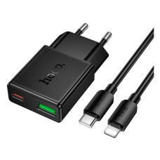 Сетевое зарядное устройство Hoco N73 Speed Apple iPhone SE 2022, iPhone 14 Pro Max, iPhone 14 Plus, iPhone 14 Pro, iPhone 14, iPhone 13 Pro, iPhone 13 Mini, iPhone 13, iPhone 13 Pro Max, iPhone 12 Mini, iPhone 12 Pro Max, iPhone 12 Pro, с кабелем, Lightni