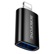 Переходник Borofone BV26 Apple iPhone SE 2022, iPhone 14 Pro Max, iPhone 14 Plus, iPhone 14 Pro, iPhone 14, iPhone 13 Pro, iPhone 13 Mini, iPhone 13, iPhone 13 Pro Max, iPhone 12 Mini, iPhone 12 Pro Max, iPhone 12 Pro, Lightning, USB, Черный