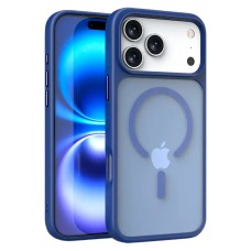 Чохол Apple iPhone 17 Pro, Epik Metal Buttons, Navy Blue, MagSafe, Синій