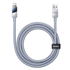 USB кабель Remax CB02 Armor Apple iPhone SE 2022, iPhone 14 Pro Max, iPhone 14 Plus, iPhone 14 Pro, iPhone 14, iPhone 13 Pro, iPhone 13 Mini, iPhone 13, iPhone 13 Pro Max, iPhone 12 Mini, iPhone 12 Pro Max, Lightning, 1.2 м., Сірий