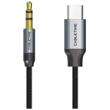 Кабель AUX Cabletime CF16H, Type-C, 1.0 м., 3.5 мм., Черный