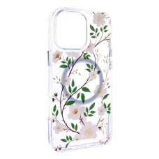 Чохол Apple iPhone 16e, Epik Clear Garden, White Gardenia, MagSafe, Малюнок