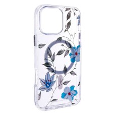 Чохол Apple iPhone 17 Air, Epik Clear Garden, Blue Blossom, MagSafe, Малюнок
