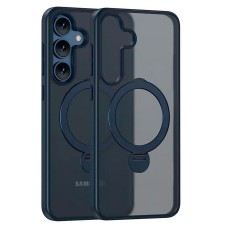 Чохол Samsung Galaxy S25 Edge, Epik Metal Buttons HQ Ring, Dark Blue, MagSafe, Синій