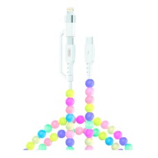 USB кабель XO NB-Q301 Colorful Bead Apple iPhone SE 2022, iPhone 14 Pro Max, iPhone 14 Plus, iPhone 14 Pro, iPhone 14, iPhone 13 Pro, iPhone 13 Mini, iPhone 13, iPhone 13 Pro Max, iPhone 12 Mini, Lightning, Type-C, 1.0 м., Білий